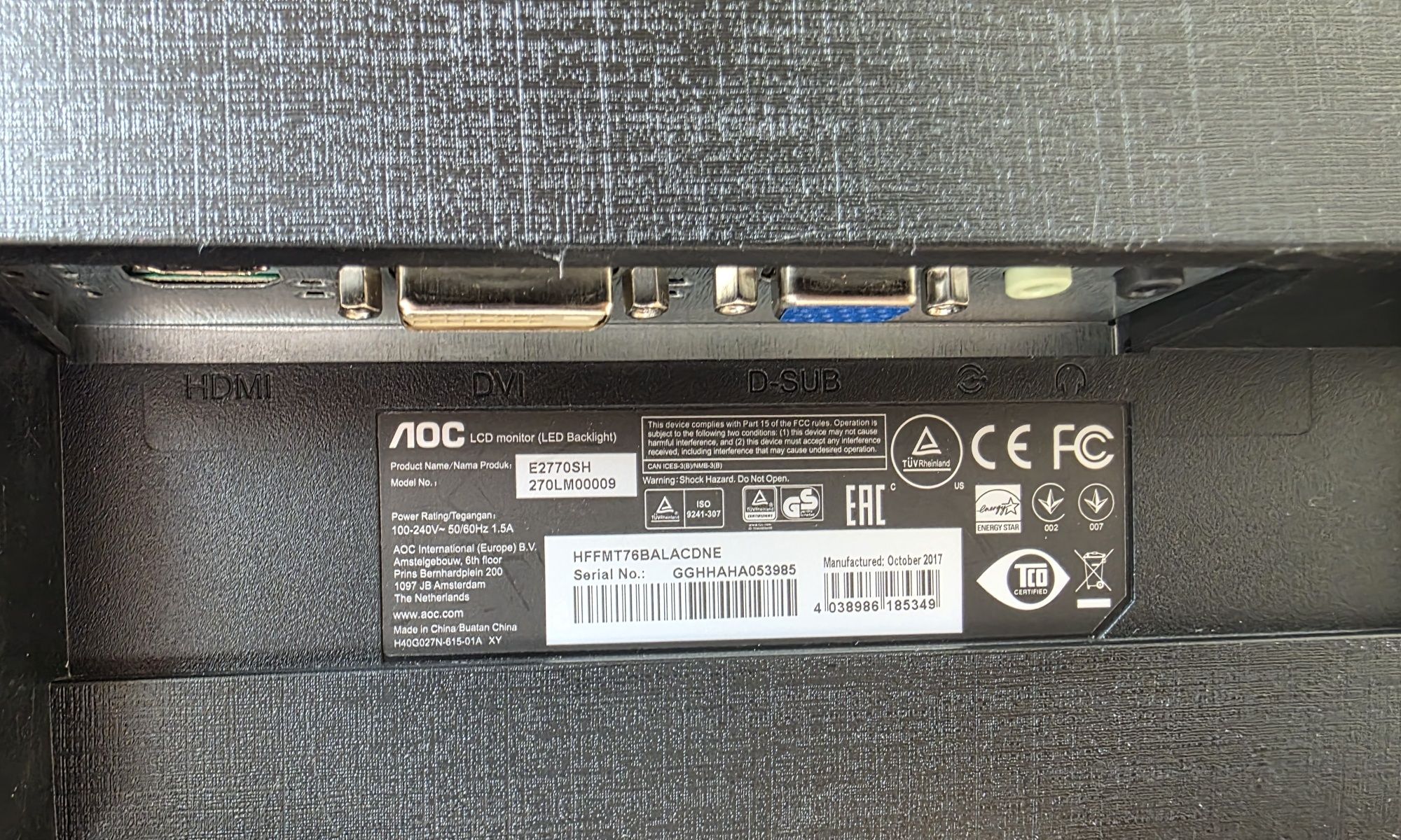 Монитор AOC - E 2770SH