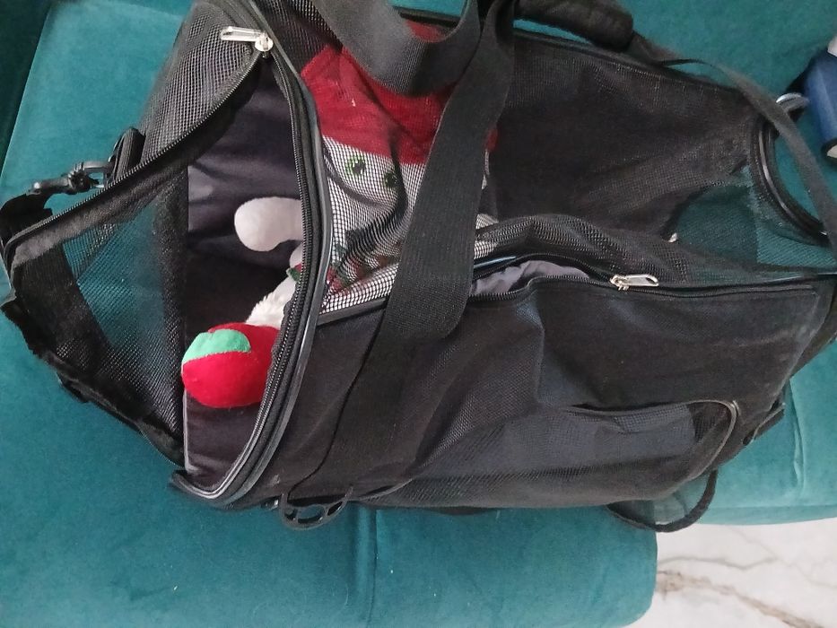 Ексклузивна Кучешка чанта от импрегниран материал   с мрежа