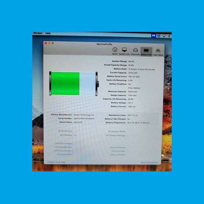 Laptop Macbook Air 13.3" 2017/2018 i5 8GB SSD 128GB - A1466 - 3178