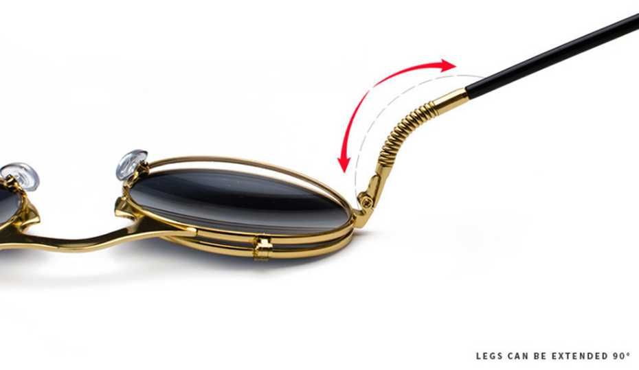 Ochelari de soare Steampunk cu doua randuri de lentile Flip Up - Negri