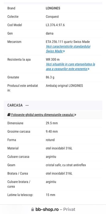 Ceas Longines cu diamante