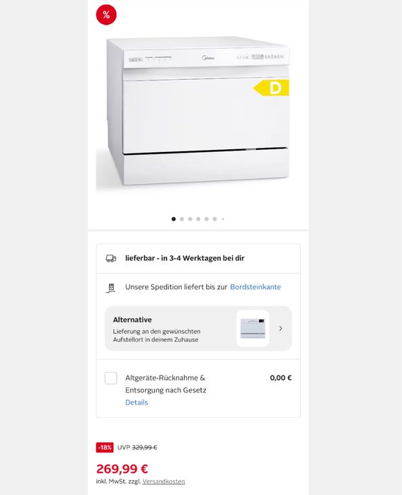 Mini maşină de spălat vase de blat Midea MDWTT0602MW