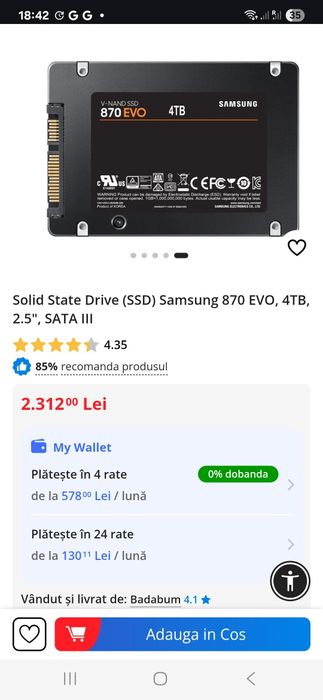 Solid State Drive (SSD) Samsung 870 EVO, 4TB, 2.5", SATA III