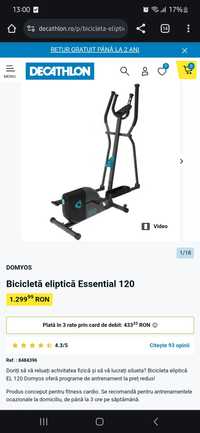 Bicicleta eliotica decathlon essentials 120, Noua, 1200 lei in magazin