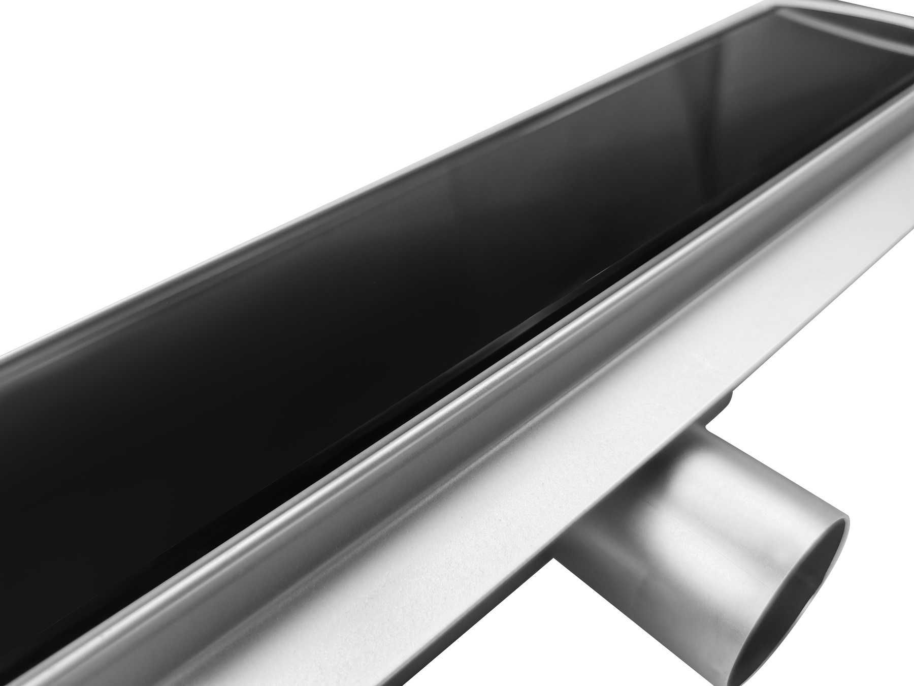 Rigola dus integral din inox cu capac Sticla Neagra, lungime 60cm