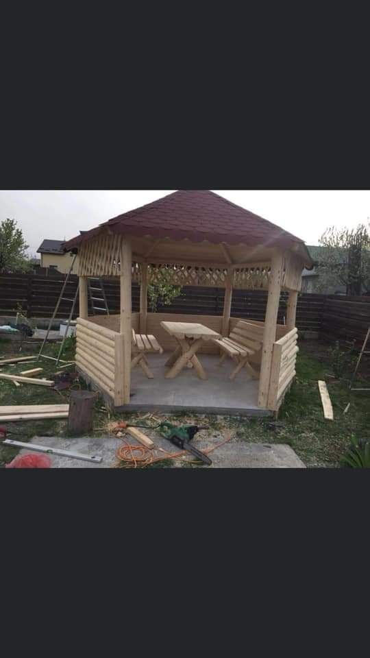 Mobilier rustic de gradina foișoare terase balansoare mese cu bănci