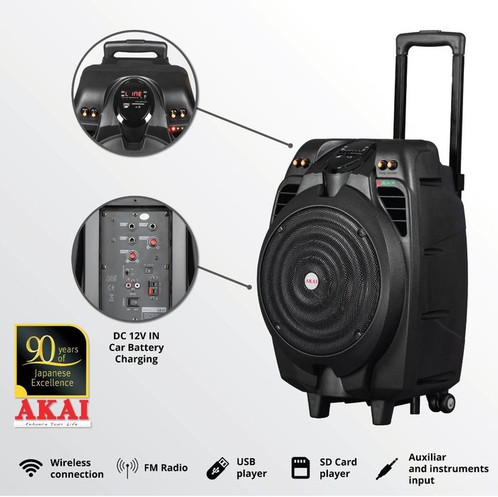 Vând boxa portabila Akai 50w