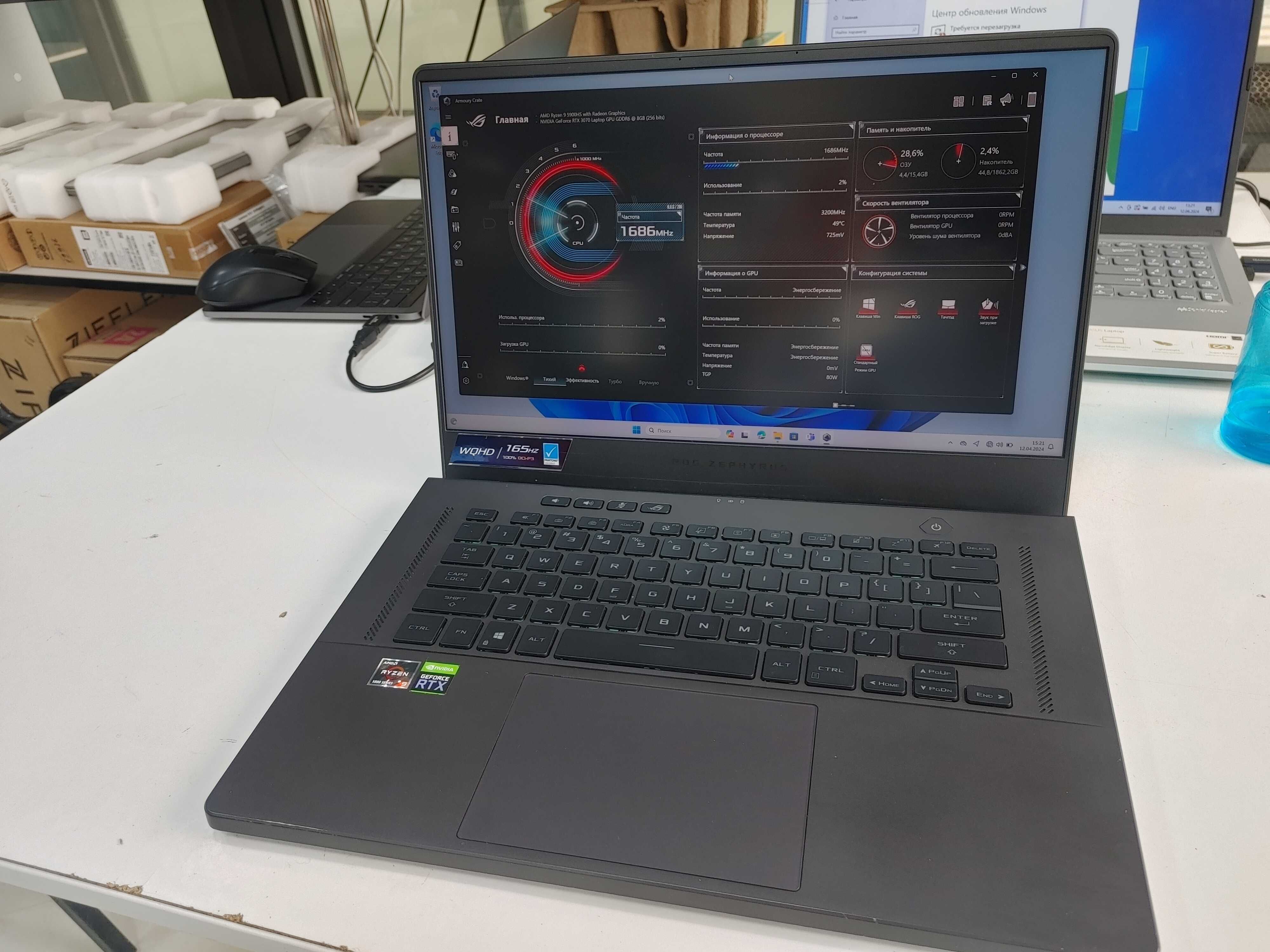 Asus ROG ZEPHYRUS 15.6 2K 165HZ  Ryzen 9-5900HS 16/2000 RTX 3070 8gb