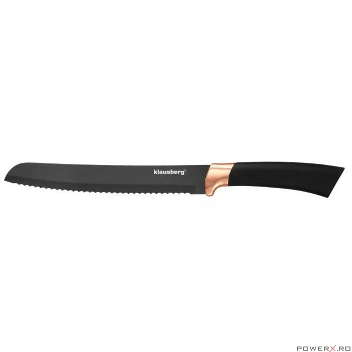 Set cutite de bucatarie cu suport, negru,inox, 6 piese, Klausberg