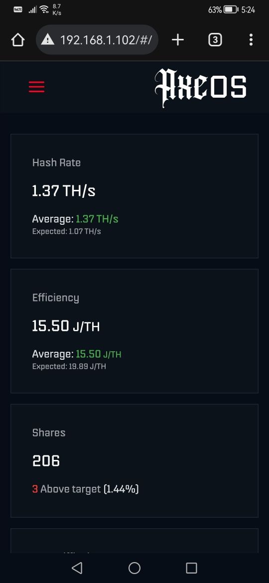 Bitaxe Gamma 601 - 1.2TH/s Btc solo miner