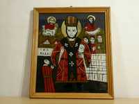 Icoana Sfantul Nicolae, pictura pe sticla de Feur Gheorghe, Nicula