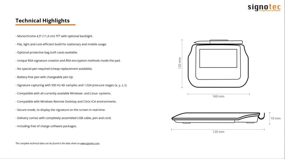 Signotec pad semnatura digitala