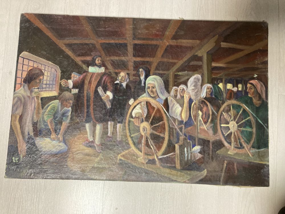 Стара рисувана картина  масло картини български художник 1978 г
