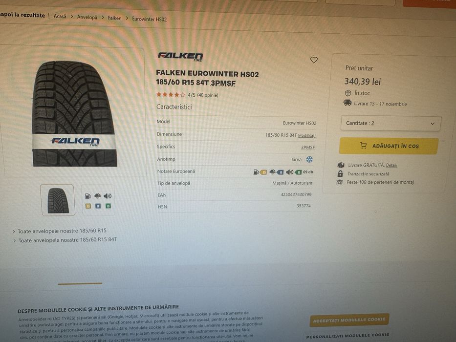 Jante Volkswagen Polo Skoda 185 50 R15 Iarna 2024