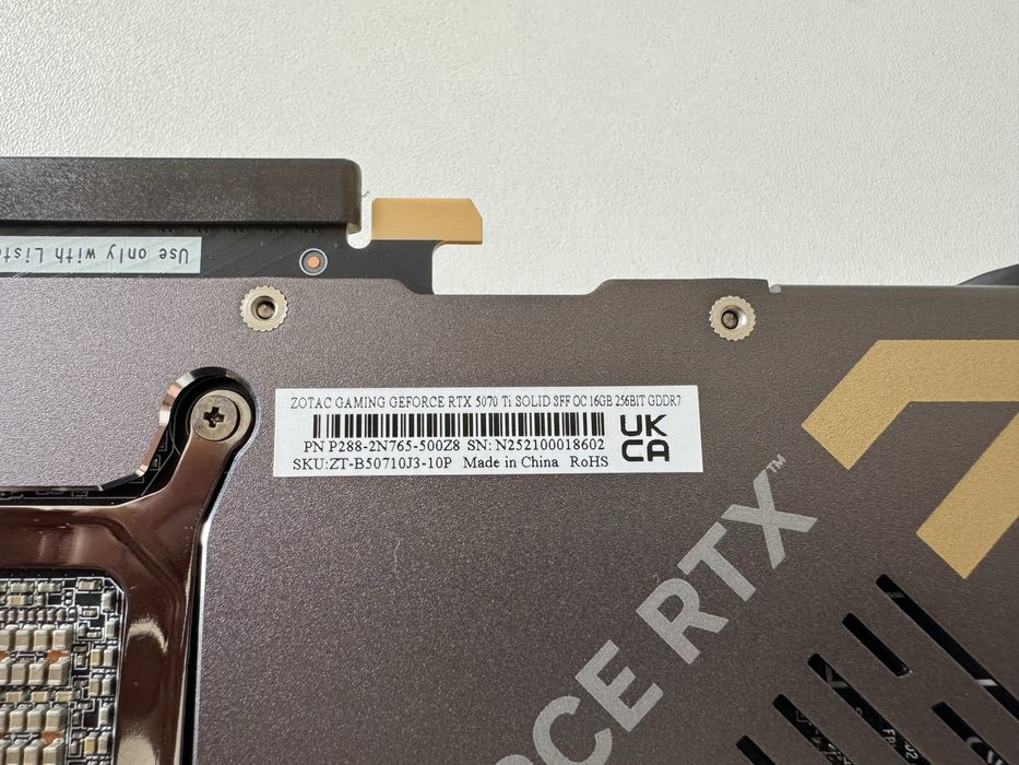 Placa Video ZOTAC GAMING GeForce RTX 5070 Ti solid sff OC 16 GB GDDR7