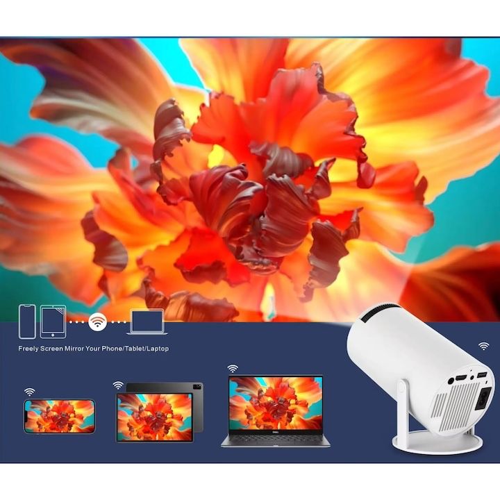 AMX100 Мини Bluetooth проектор, поддържащ 4K 1080P преносим,