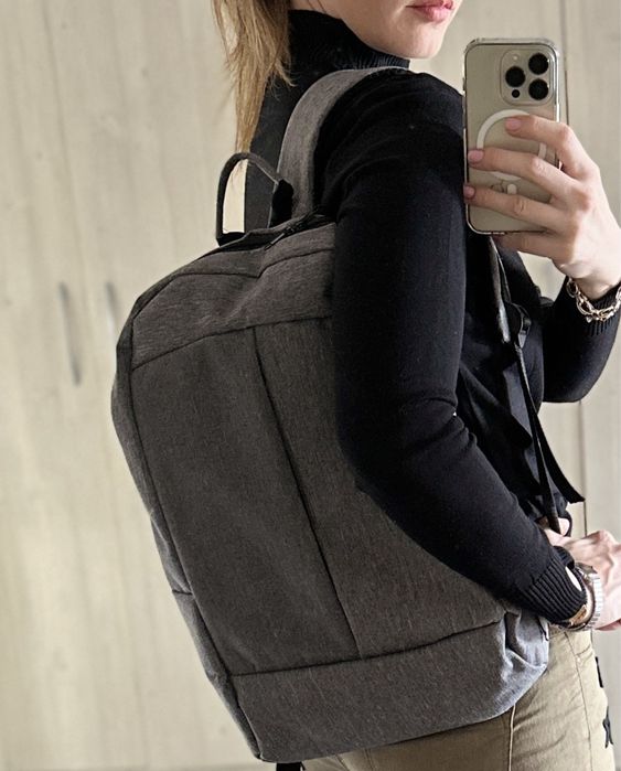 Rucsac pentru laptop, Timburly, gri, 48x32x8 cm