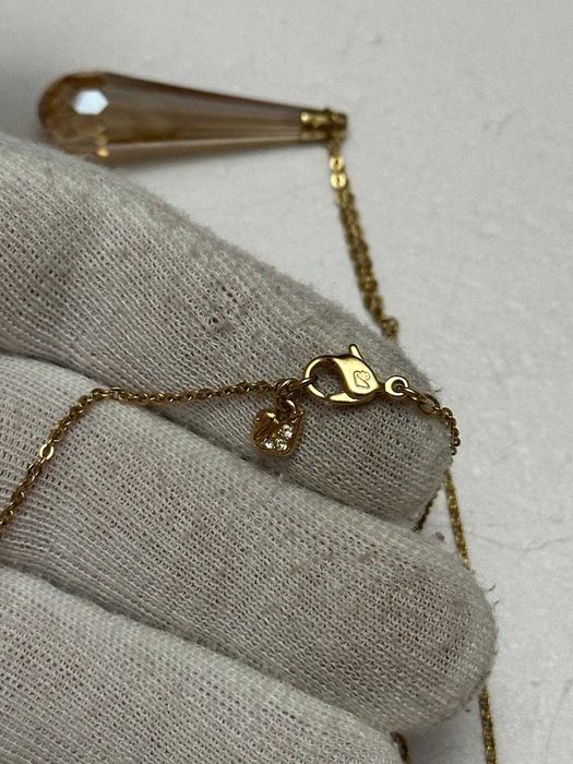 LANT + PANDANTIV CRISTAL SWAROVSKI - Galben - Placat aur - Original !