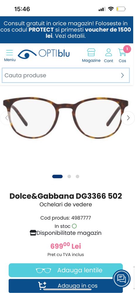 Rame ochelari Dolce & Gabbana Havana, originale, cu factura Optiblu