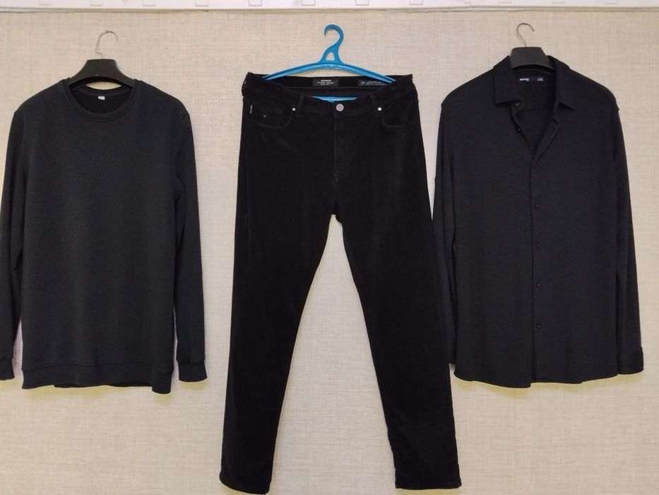 Мужской Комплект Джинсы+Рубашка+Свитшот