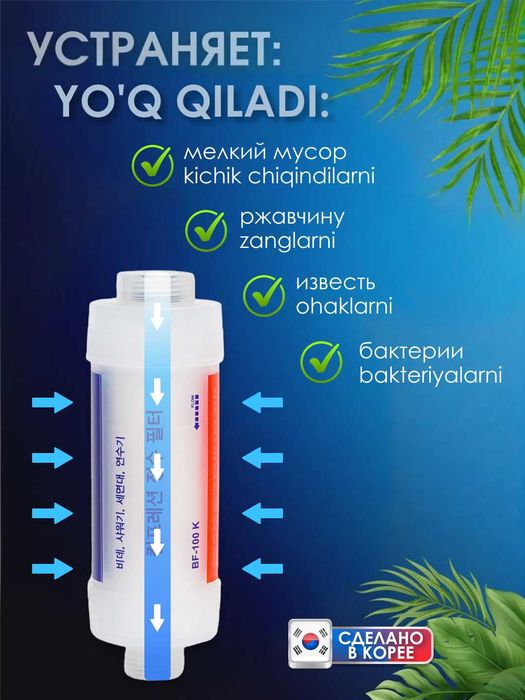 Фильтр для душа и ванны, очистка воды от хлора и ржавчины.