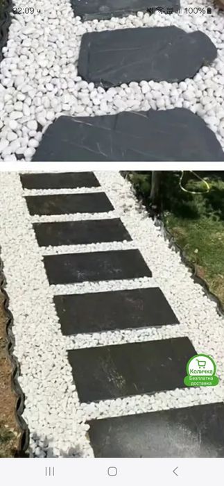 Доставка на бели къмъни(тип чакък)за украса и декорация на градинки