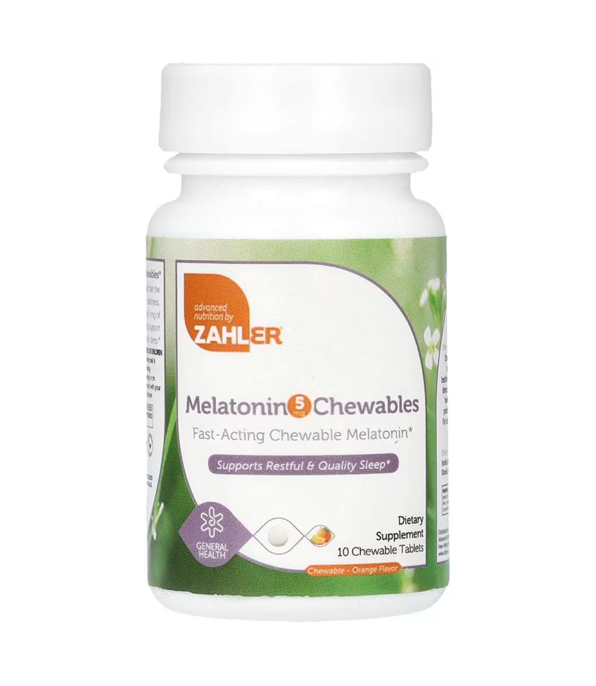 Zahler Melatonin 5mg 10 chewable tablets / Мелатонин 5мг 10 жевателный