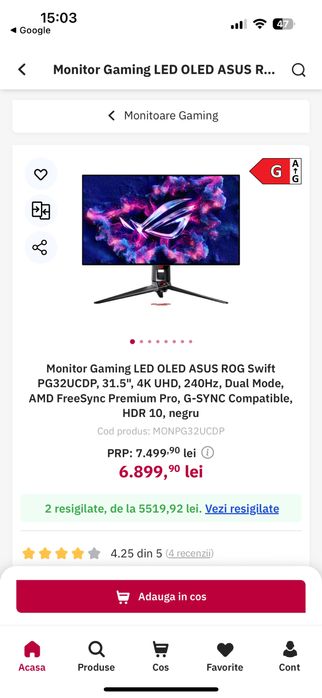 Monitor Gaming Led Qled Pg32Ucdmr