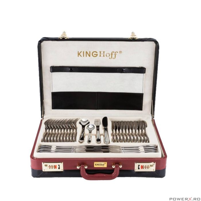 Set tacamuri 72 piese, din inox, geanta depozitare tip diplomat,