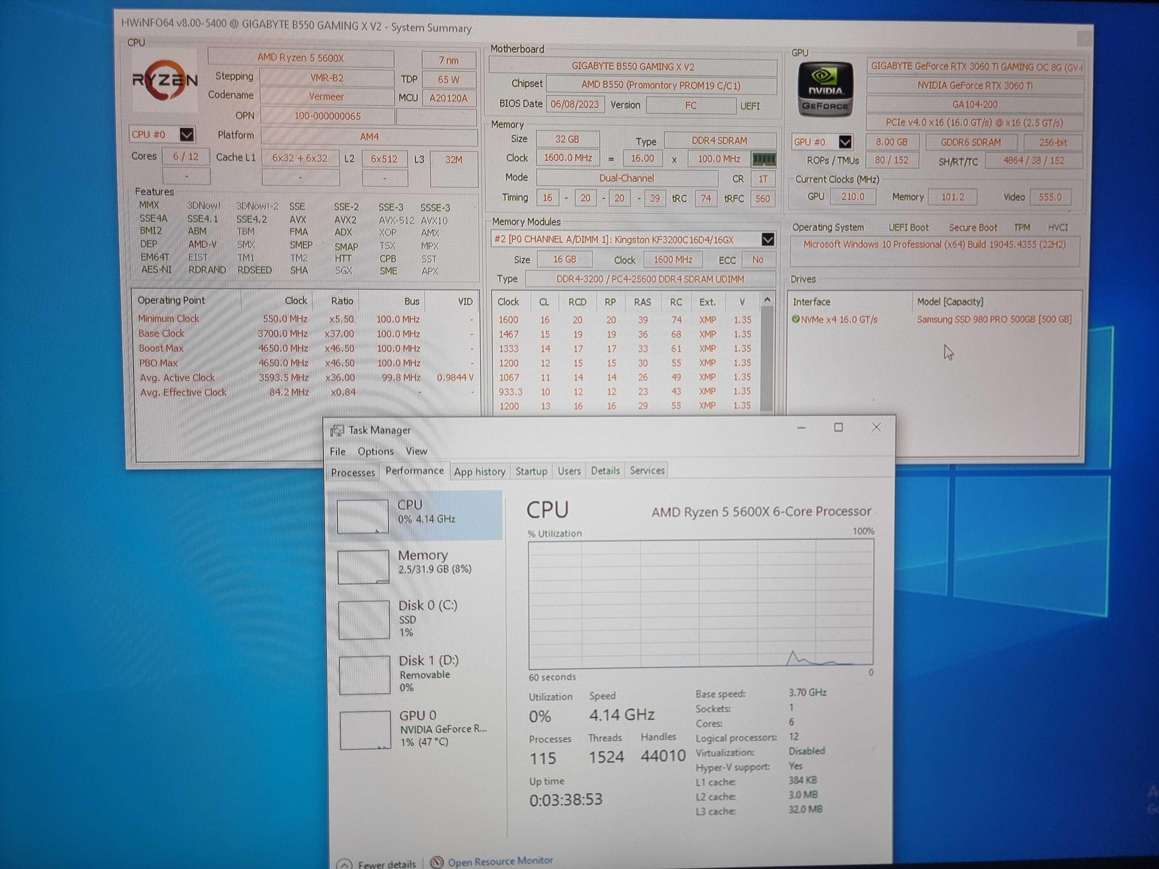 PC Gaming RGB Ryzen 5 5600X RTX 3060 Ti 32GB RAM SSD