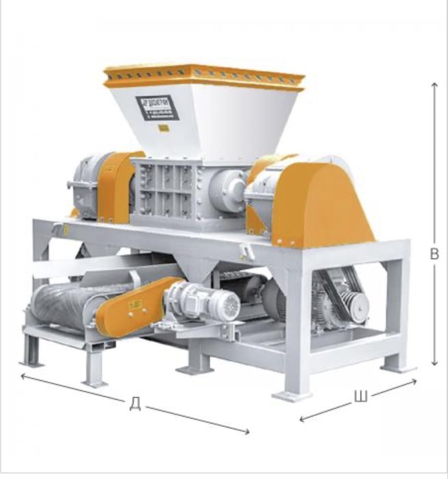 Шредер с вертикальной загрузкой двухвальный ДШК 600-600