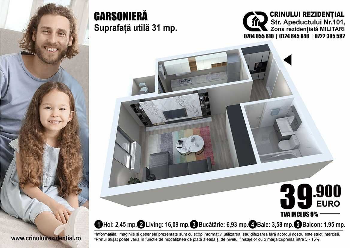 Garsoniera decomandata! Tva 21% inclus  Comision 0%