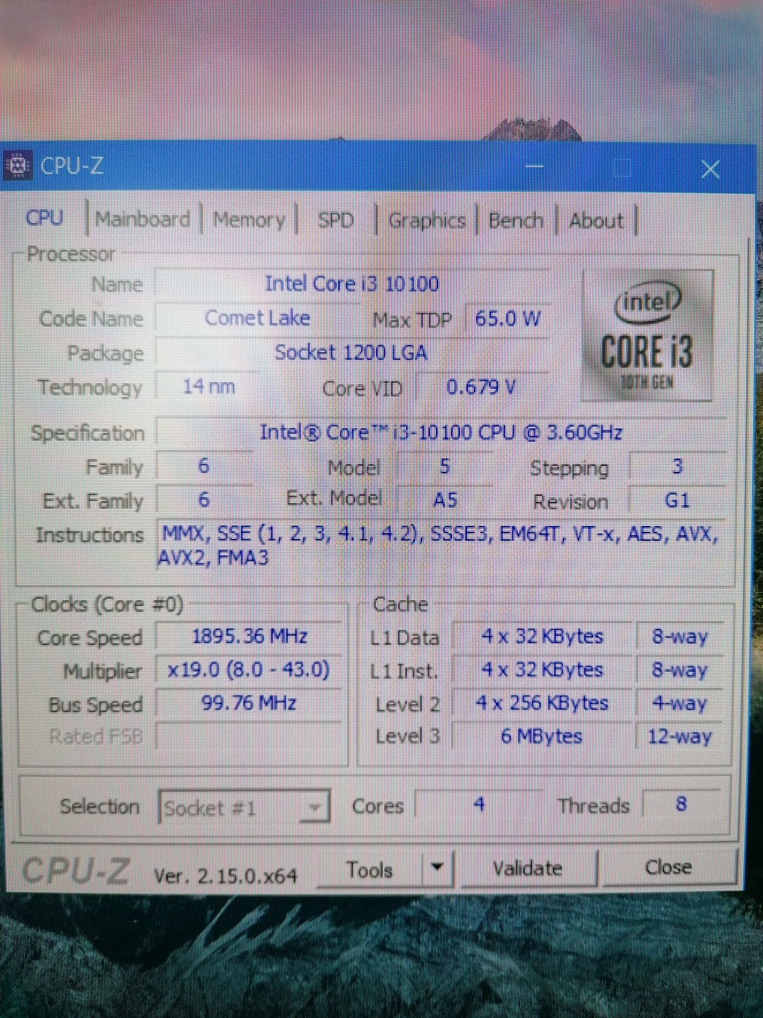 Procesor CPU Intel Core I3 10100 3.6Ghz LGA 1200