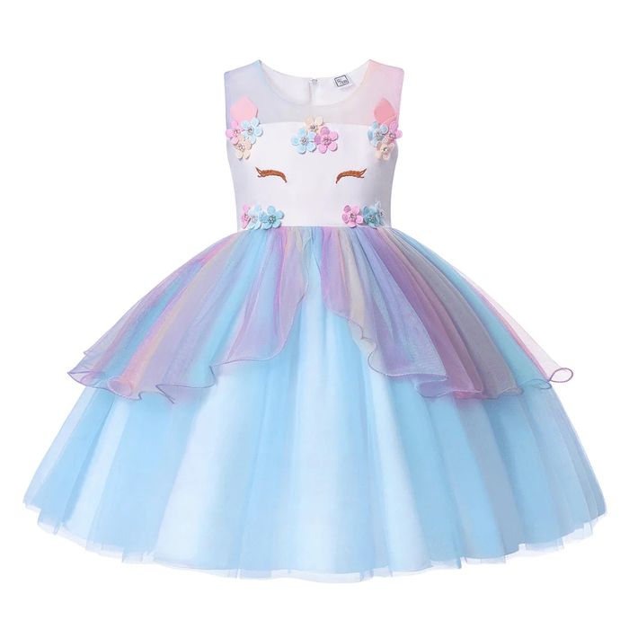 Rochie printesa petrecere unicorn broderie tulle 4-6 ani