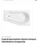Cadă de baie sealskin optimo compact 160x90x60