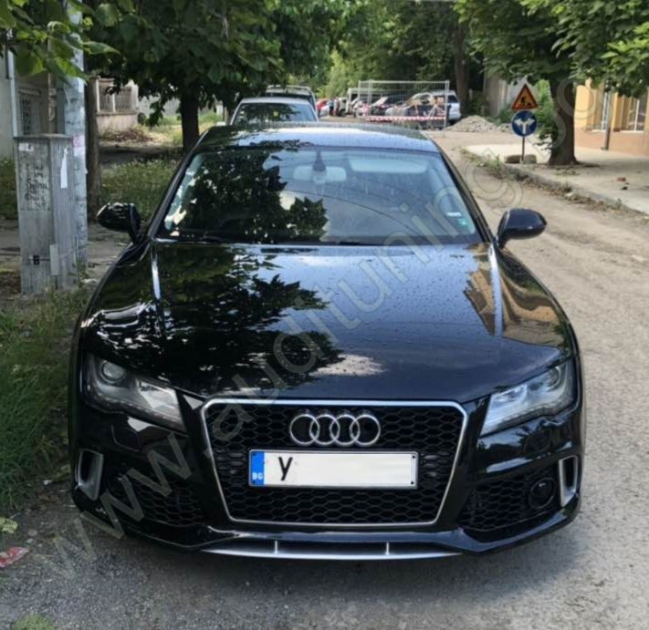 Предна броня С ПОДЛОЖКА за лого за Ауди А7/RS7 2010+