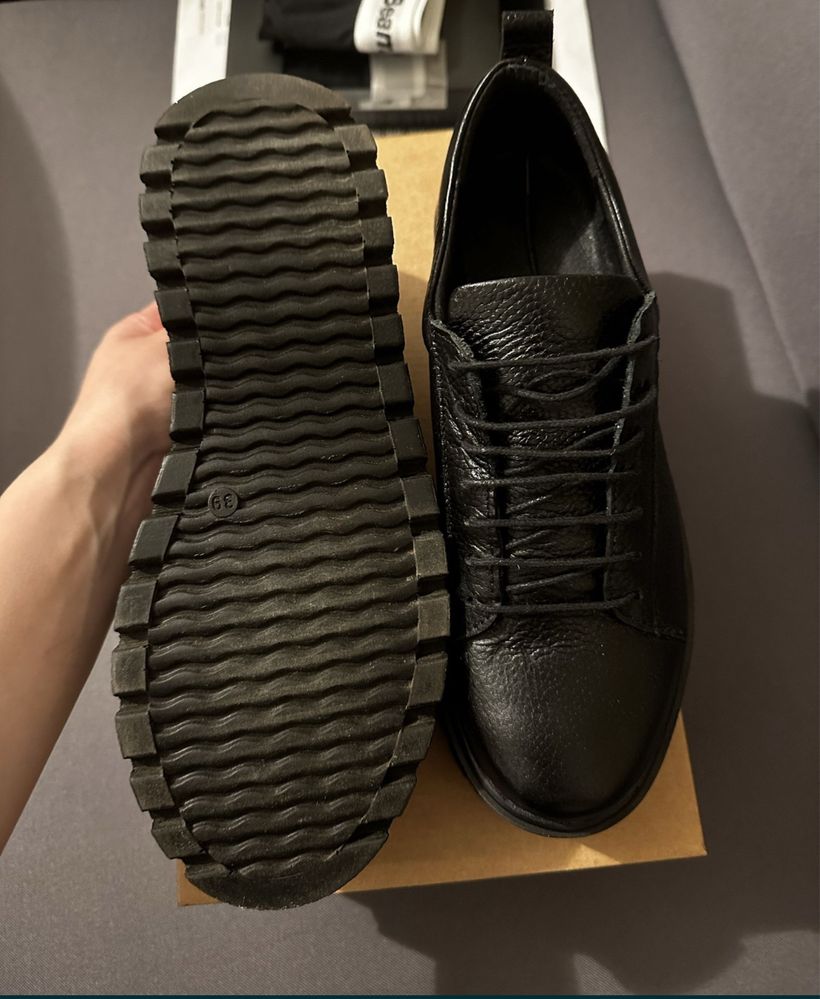 Pantofi dama piela naturala cu platforma plata,SERANO NEGRU 39