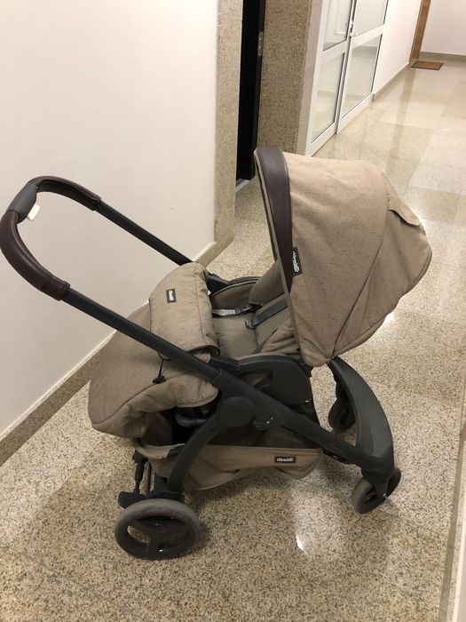 Chipolino бебешка комбинирана количка Аура 3 в 1 фрапе лен меланж