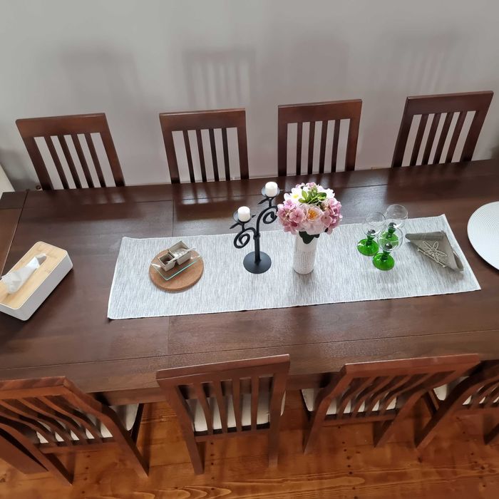 Masa extensibila lemn de fag 1600/2200x900x780 cu 6 scaune(+2cadou)