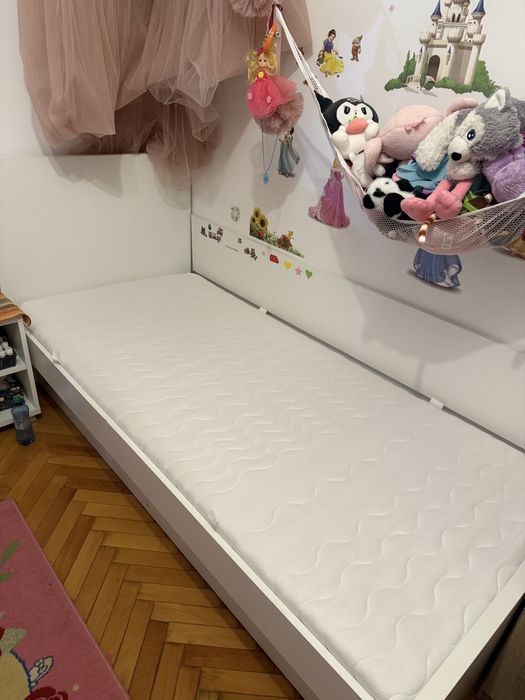 Pat solid din pal cu saltea de 90/200 cm