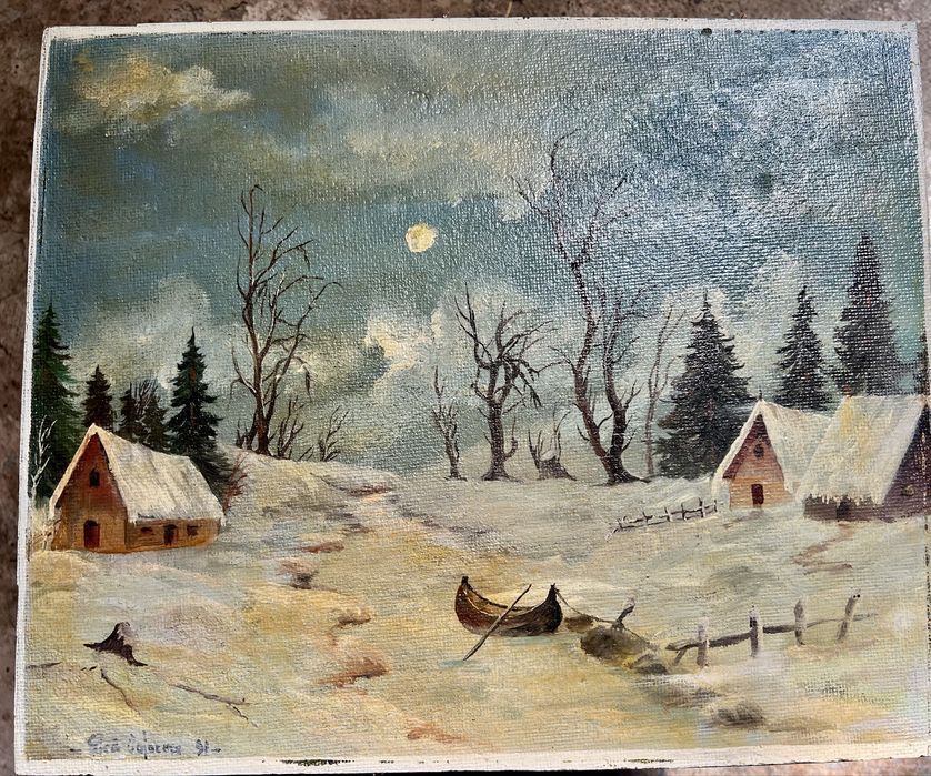 Tablou vechi 1991 ulei pe carton