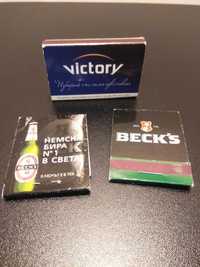 Кибрит.Рекламни,ретро,колекционерски кибрити BECK'S, VICTORY