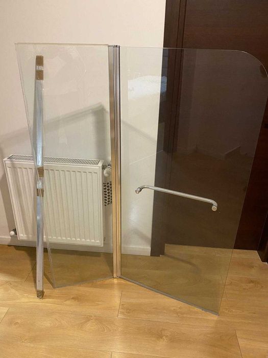 Paravan cada sticla securizata, 104.5 x 140 cm, transparent