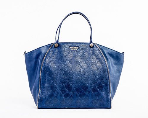 Дамска чанта Tosca Blu, изработена от естествена кожа в син цвят-НОВА