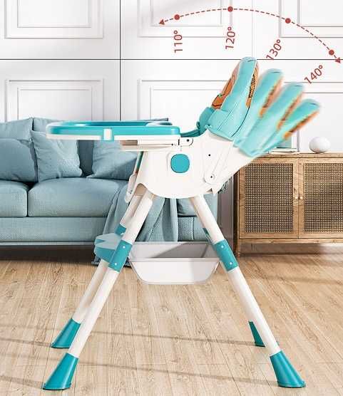 Scaun de masă pliabil pentru bebeluși 2 în 1 cu spatar rabatabil