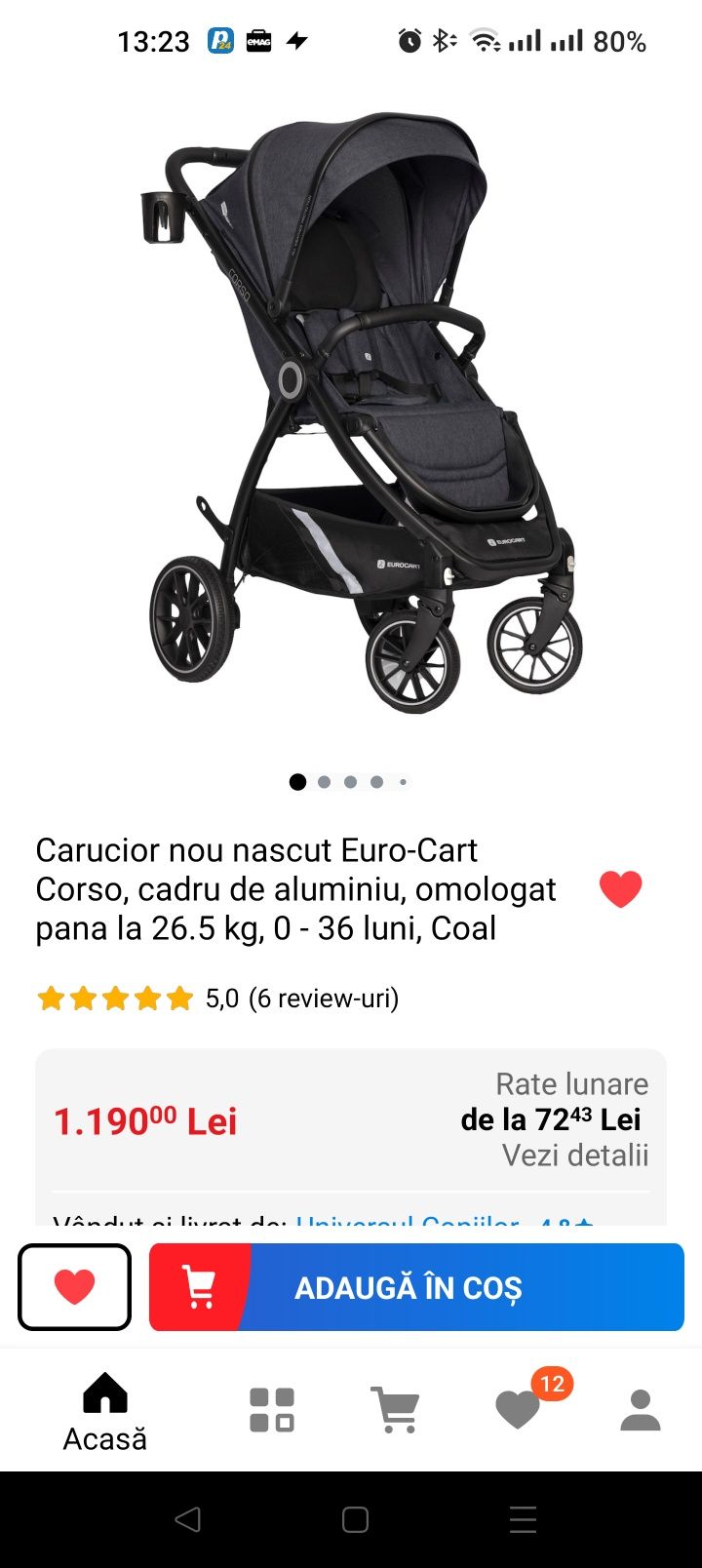Vând Carucior Euro-Cart Corso, cadru de aluminiu,max 26.5kg