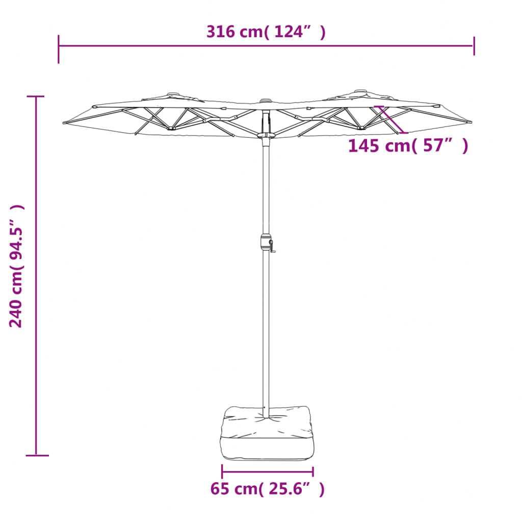 Umbrela de soare gradina/terasa cu lumini LED 316×240 cm Taupe BRESCIA