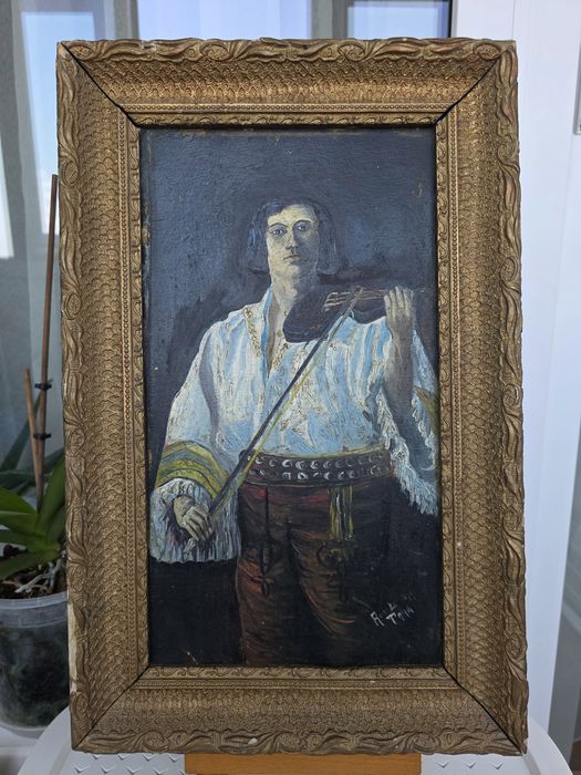 Tablou vechi "Haiduc cu Vioara", pictor Aurel Tara