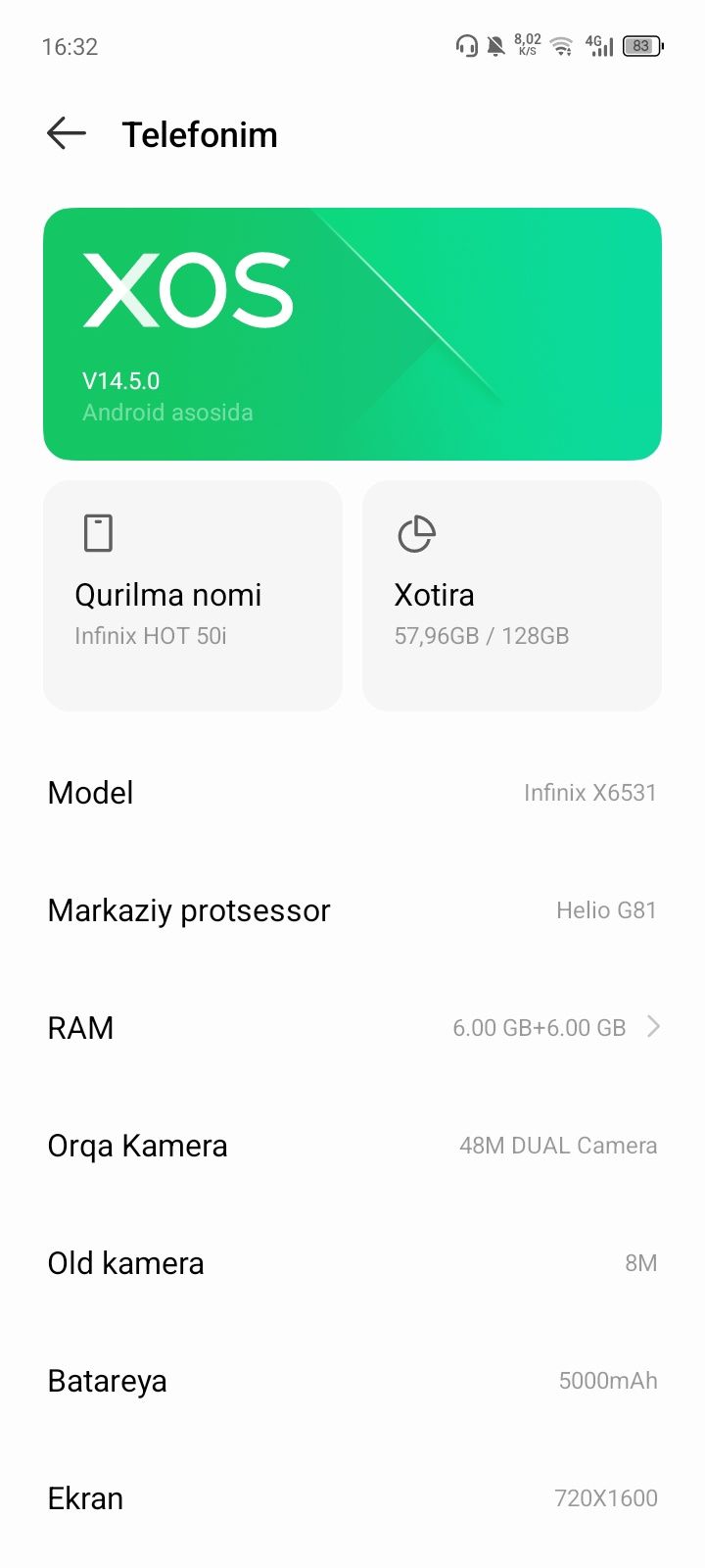 Infinix hot 50i 6+6/128