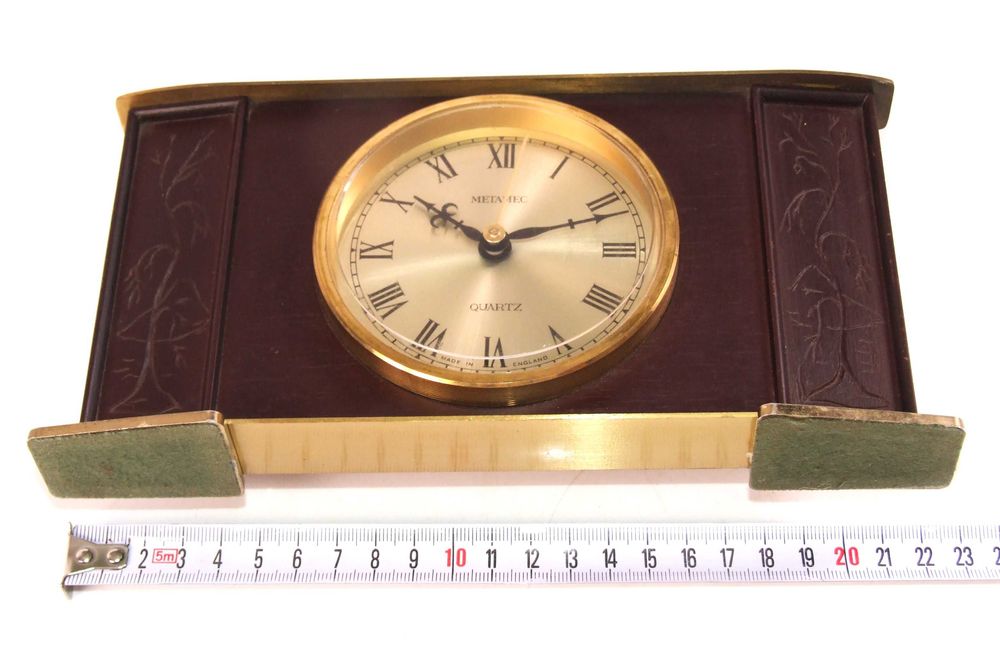 Ceas de birou METAMEC, rama lemn sculptata, Made in England, SUPERB